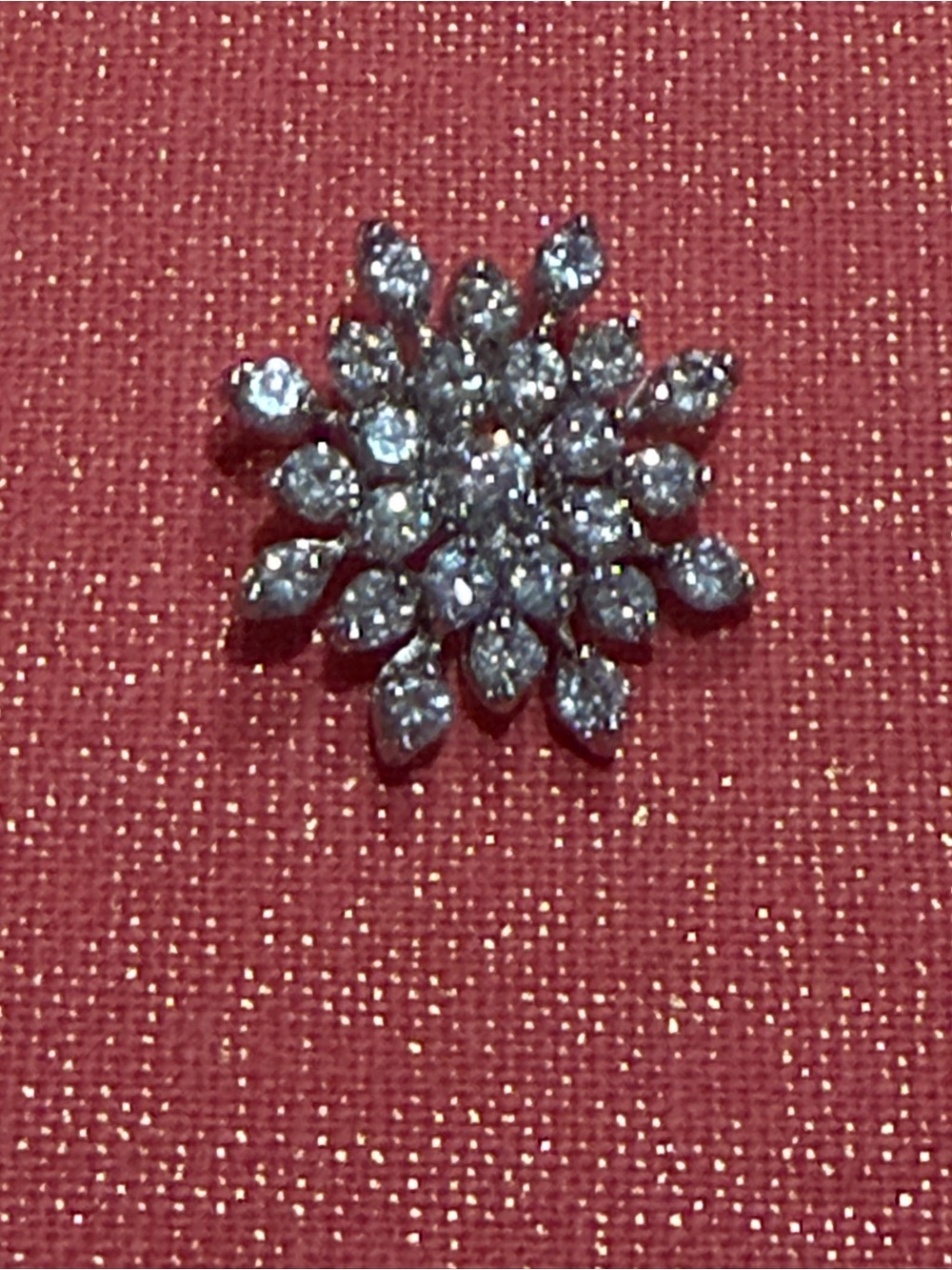 Delicate Sparkling Sterling Silver Crystal Floral Pendant/Slide 3/4"W